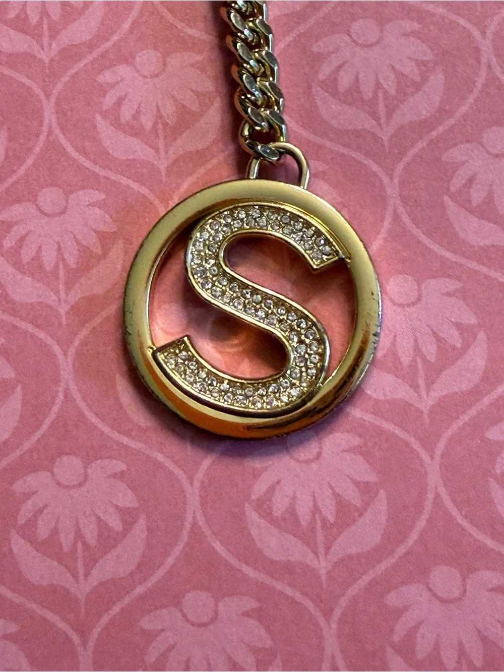 Michael Kors Gold-Tone 'S' Crystal Disc Keychain